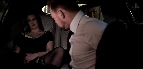  Milfs Kayla Green & Angelina Brill fucked real hard in luxurious limousine